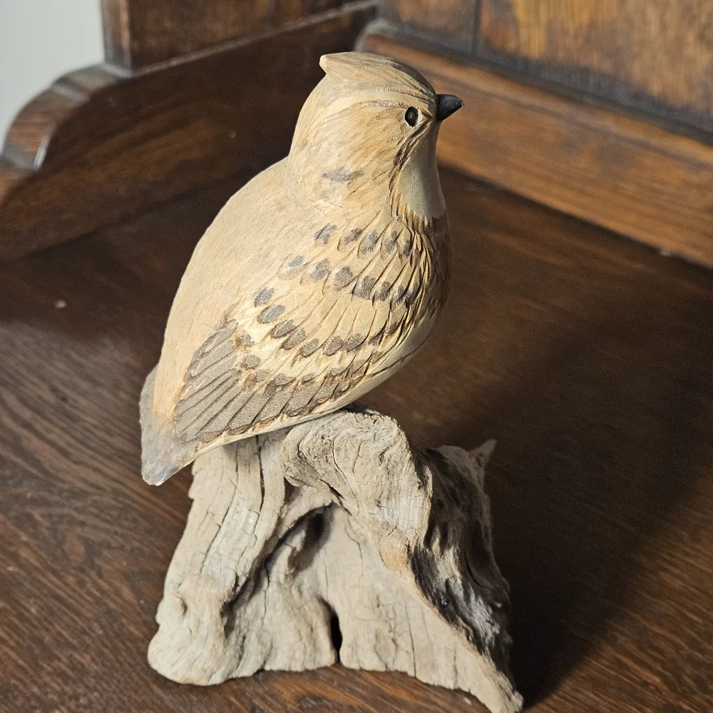 Handcrafted Drift Wood Bird Figurine - Brown